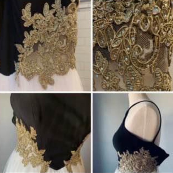 Ball Gown Juniors size 1- Black & White Halter Style long gown - Picture 4 of 7